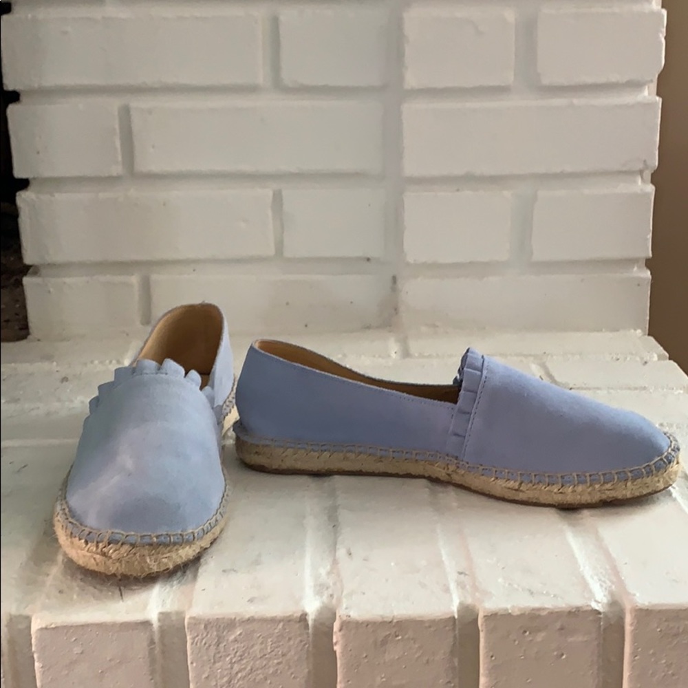 NWT Talbots suede ruffle lt blue espadrilles